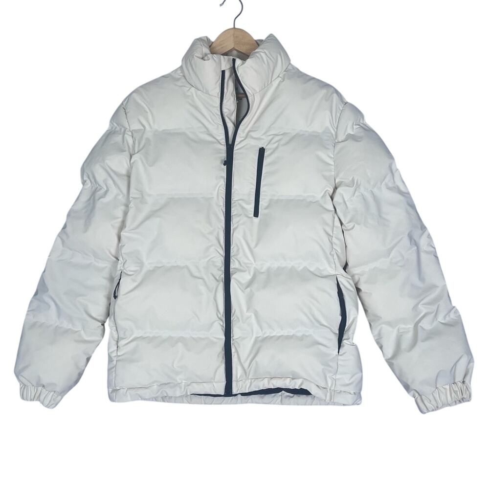 H&M Quilted Puffer Coat Womens Small Creamy Ivory Warm Water Repellant Winter